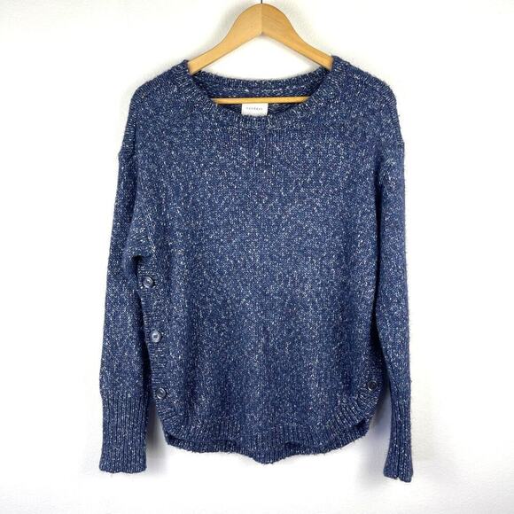Sundays Alder Sweater Military Blue Cotton Yak Blend Round Hemline Women's Small - Picture 3 of 12